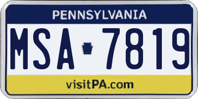 PA license plate MSA7819