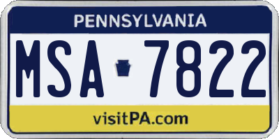 PA license plate MSA7822