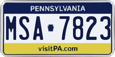 PA license plate MSA7823
