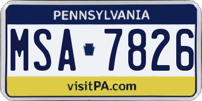 PA license plate MSA7826