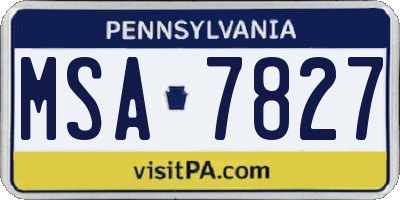 PA license plate MSA7827
