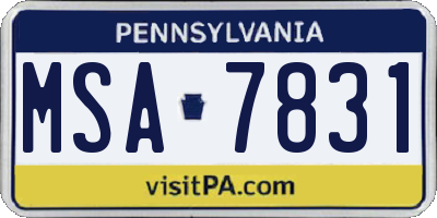 PA license plate MSA7831