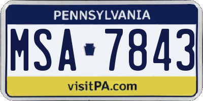 PA license plate MSA7843