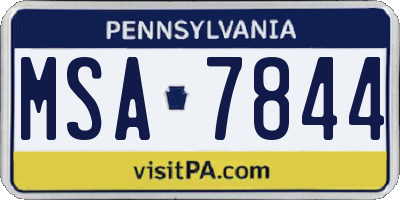 PA license plate MSA7844