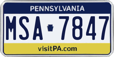 PA license plate MSA7847