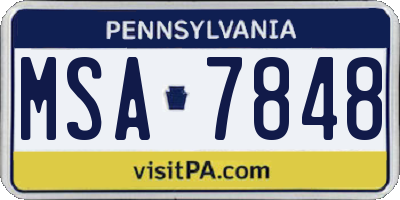 PA license plate MSA7848