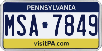 PA license plate MSA7849