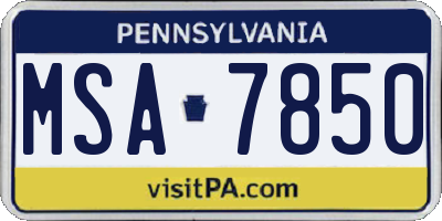 PA license plate MSA7850