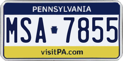 PA license plate MSA7855