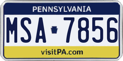 PA license plate MSA7856