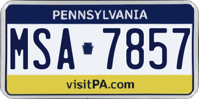 PA license plate MSA7857