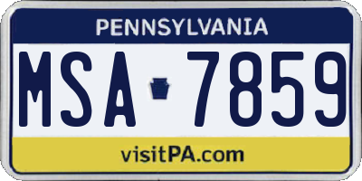 PA license plate MSA7859