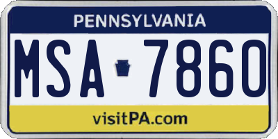 PA license plate MSA7860