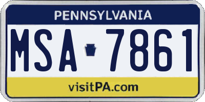 PA license plate MSA7861