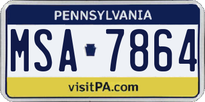 PA license plate MSA7864