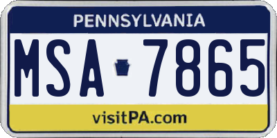 PA license plate MSA7865