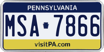 PA license plate MSA7866