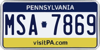 PA license plate MSA7869