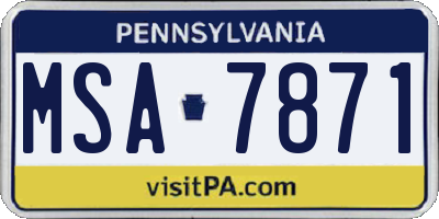 PA license plate MSA7871