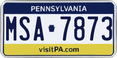 PA license plate MSA7873
