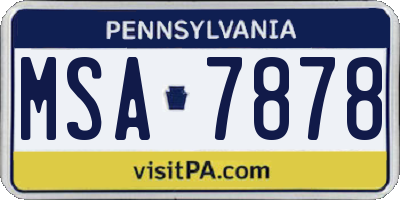 PA license plate MSA7878