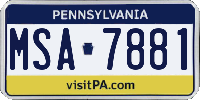 PA license plate MSA7881