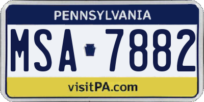 PA license plate MSA7882