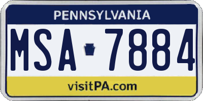 PA license plate MSA7884