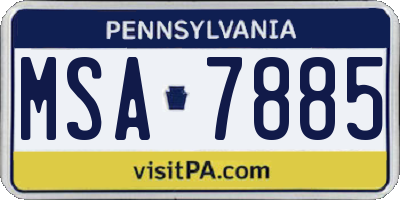 PA license plate MSA7885