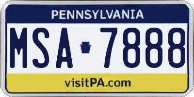 PA license plate MSA7888