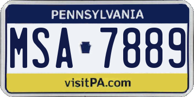 PA license plate MSA7889
