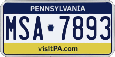 PA license plate MSA7893