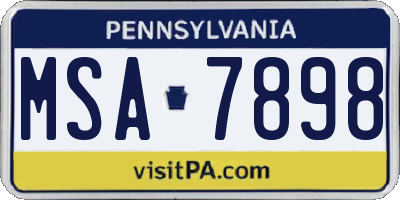 PA license plate MSA7898