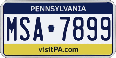 PA license plate MSA7899