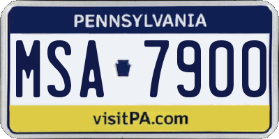 PA license plate MSA7900