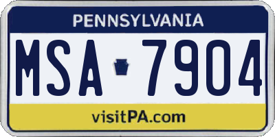 PA license plate MSA7904