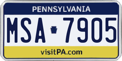 PA license plate MSA7905