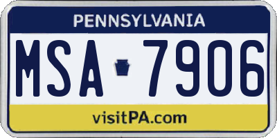 PA license plate MSA7906