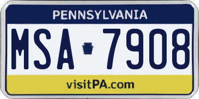 PA license plate MSA7908