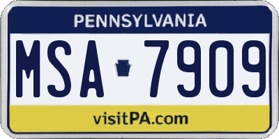 PA license plate MSA7909