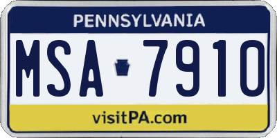 PA license plate MSA7910