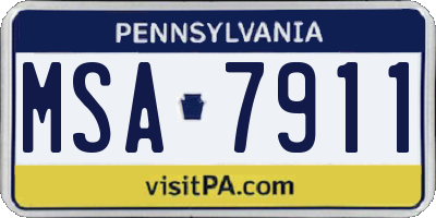 PA license plate MSA7911