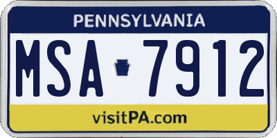 PA license plate MSA7912