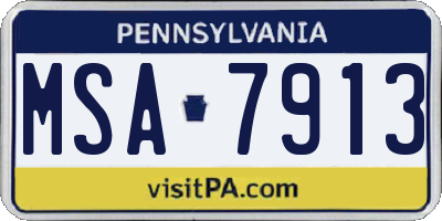 PA license plate MSA7913