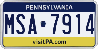 PA license plate MSA7914