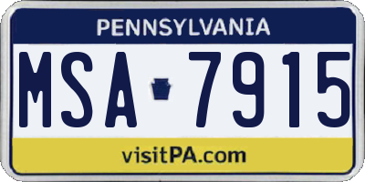 PA license plate MSA7915