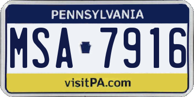 PA license plate MSA7916