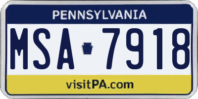 PA license plate MSA7918