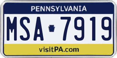 PA license plate MSA7919