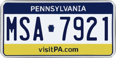 PA license plate MSA7921
